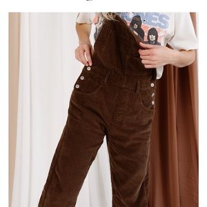 Free People brown corduroy overalls Medium NWT